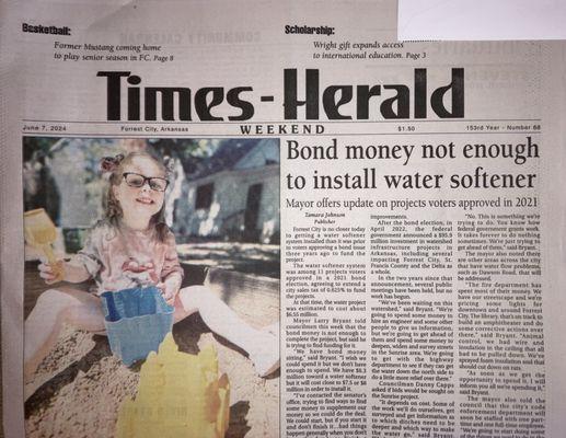 upper front page of recent print edition of the Times-Herald