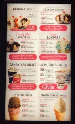 Menu - cold treats