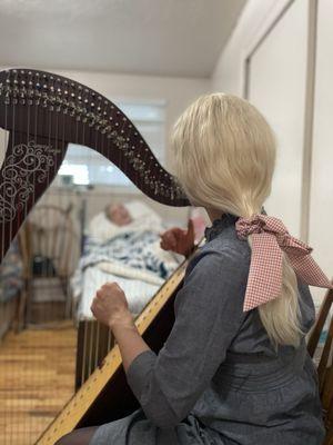 Music therapist with patient