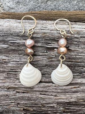 Narragansett beach shell earrings