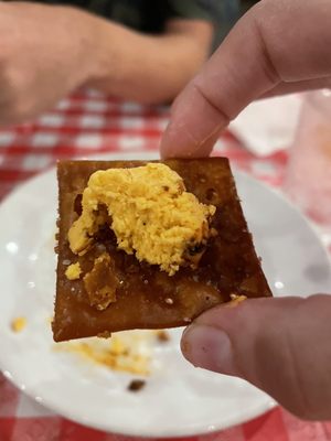 Deep Fried Saltine with Kolsh Cheese Ball