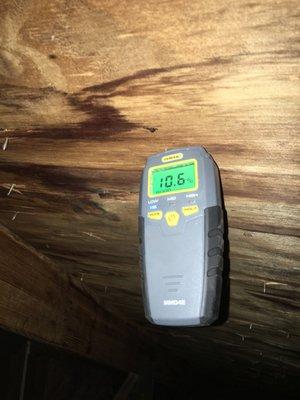 We use moisture meters on water stains to determine if they're active or non-active leaks.