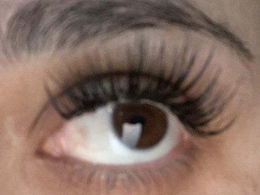 Unedited eye lash extension I asked for C Curl medium volume doll eyes