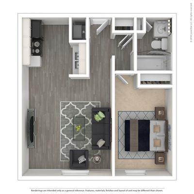 1 Bedroom 1 Bathroom Apartment (515 Sq. Ft.)