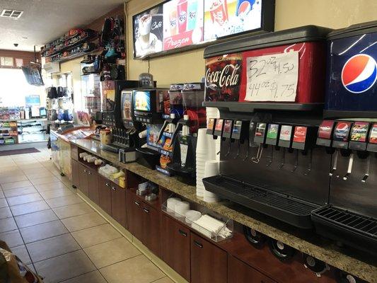 Fountain sodas  Coffee bar  Variety of Fountain drinks