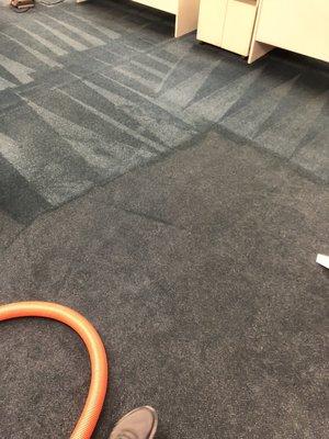 Steam cleaning heavily soiled carpet