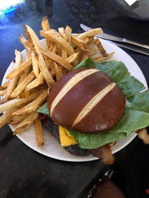 Tasty bacon cheeseburger