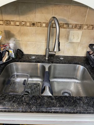 Newly installed kitchen faucet