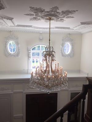 This large antique chandelier was assembled, cleaned and hung by Dominic Sibilano.