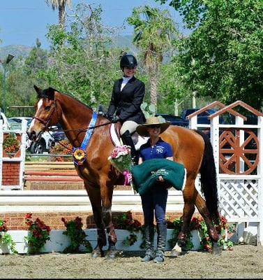 Silver Gate Farms' Morgan Gammon on Laval & Trainer Julie VanLoo -2014 Interscholastic Equestrian League Freshman Medal Champion