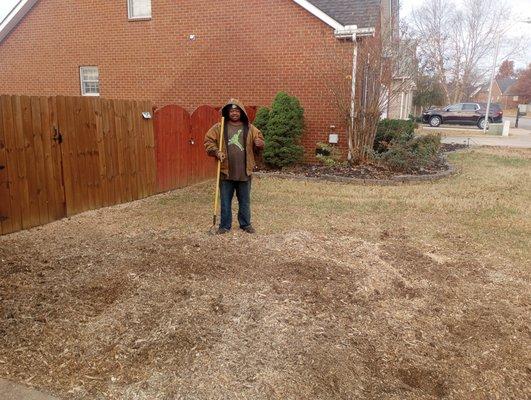 This photo is an after of completed tree services, and stump grinding Services.