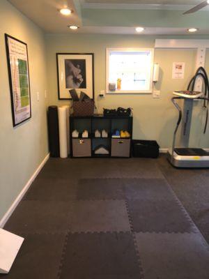 Rehab area for stretching and myofascial release