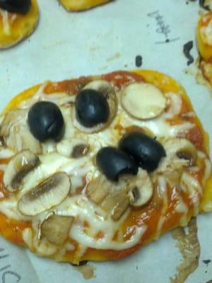 Child made pizzas; mushrooms came from the garden!