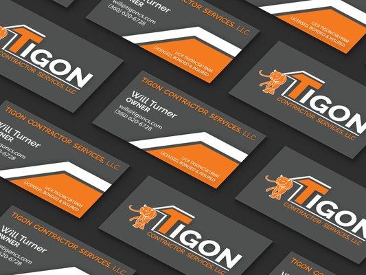 Brand identity design and business cards for local specialty contractor.