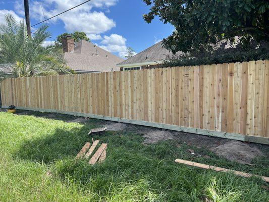 6 Foot Tall Cedar Privacy Fence With Baseboard