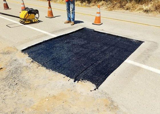 We completed this asphalt repair after installing an 8-inch sewer main in Fallbrook, CA.