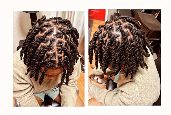 Loc retwist two strand twists