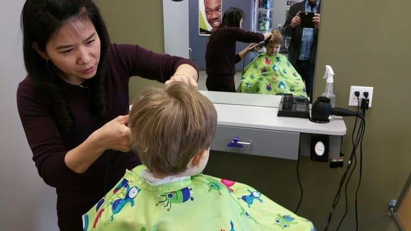 Great service, great haircut, and they're really good with kids.