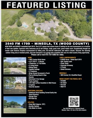 Featured Property - Mineola, Texas - 8.8 Acres