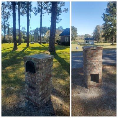 Brick Mailbox with package holder in the back