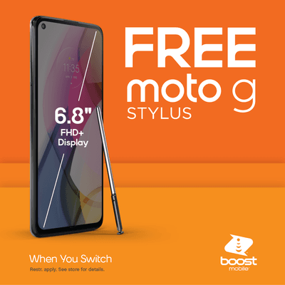 Get the epic moto g stylus for FREE when you switch to Boost. Visit our store located at 5765 Rockbridge Rd, Stone Mountain, GA