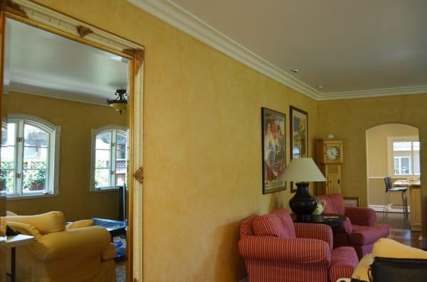 BEFORE- From Old World texture to smooth wall texture. Before was faux finish ....