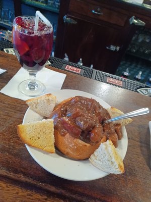 Christmas sangria and beef stew