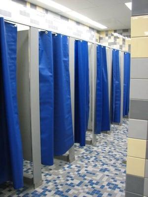 Individual showers in the women's locker room at Washington-Lee Aquatics Center. (The showers at the old pool were communal.)