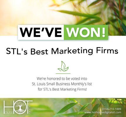 Voted STL Small Business Monthly's Best Marketing Firm in 2017.