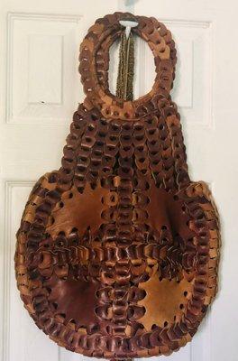 Vintage 1970's belt-loop leather chain-link bag