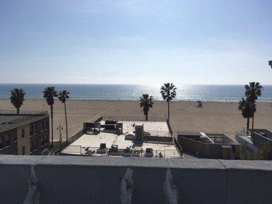 View of the beach from the rooftop porch/terrace