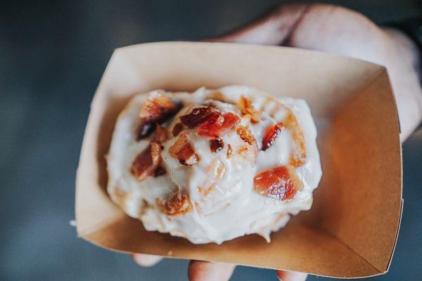 Tealhouse's cinnamon roll with bacon