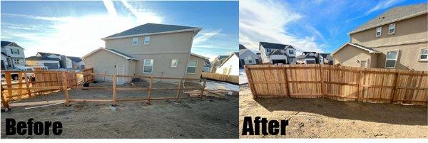 Before and after picture of a fence! Privacy is always better!