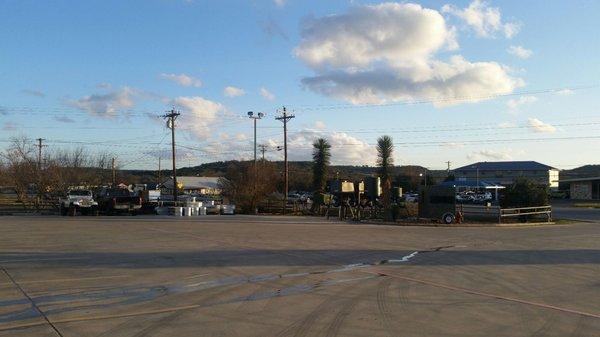 Parking lot with some deer feeders