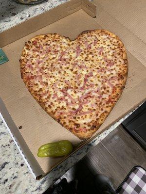 Canadian Bacon heart shaped