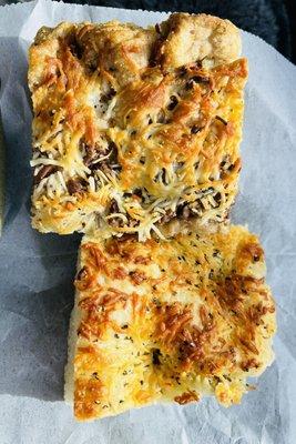 Olive Rosemary Parmesan wheat Focaccia & jalapeño and cheddar focaccia