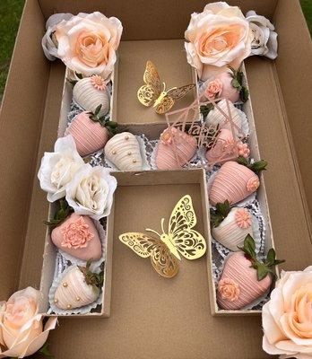 Chocolate covered strawberries letter shaped box!