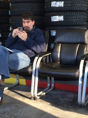 Place has good tires, but it also has this guy I have to sit across from so that sucks.