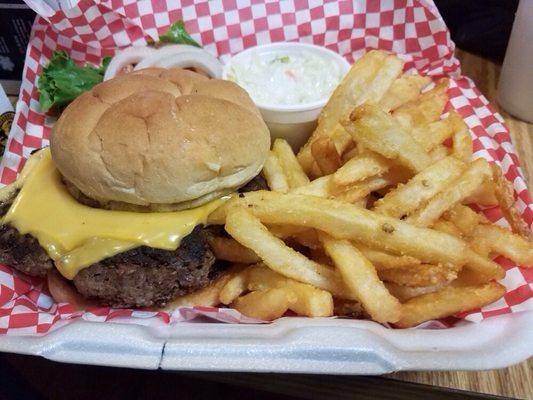 Buffalo burger basket was solid. The portions are super generous.