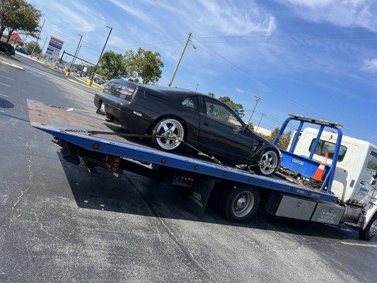 Lowered & cambered car towed with no issues!