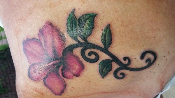 First tattoo is hibiscus I like the detail. Cole did a great job. Thanks