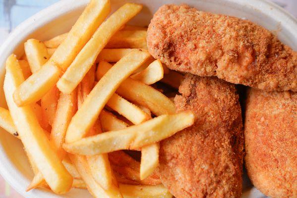 Fried chicken tenders and fries