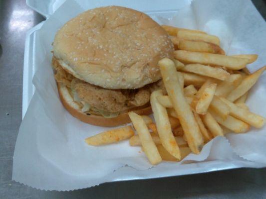 RJ's Burgers inside the frontier club also has a fried pork chop sandwich that thick and juice check it out.