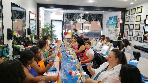 Paint & sip with our clients At HEBS