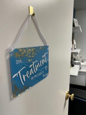 Theresa's treatment room sign