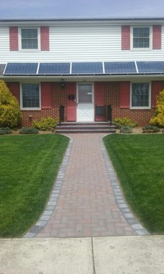 My steps, ELITE LANDSCAPING reused my existing wrought iron rails and re-set them into the new steps and landing exactly as I desired.