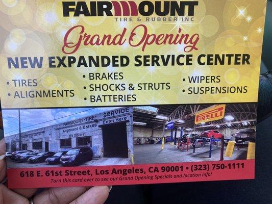 Grand opening flyer