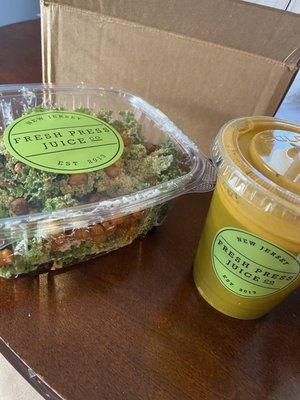 Kale salad & GreenAid Cold-Pressed Juice