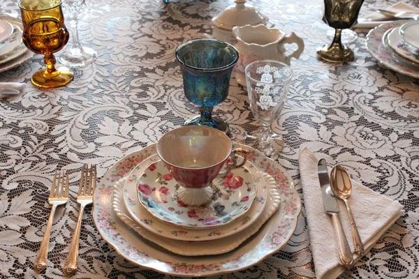 Our lovely Vintage China Rentals!  Check us out at thevintageaffair.com