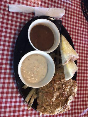 Lunch portion: Chicken fried steak (not shown salad bar)